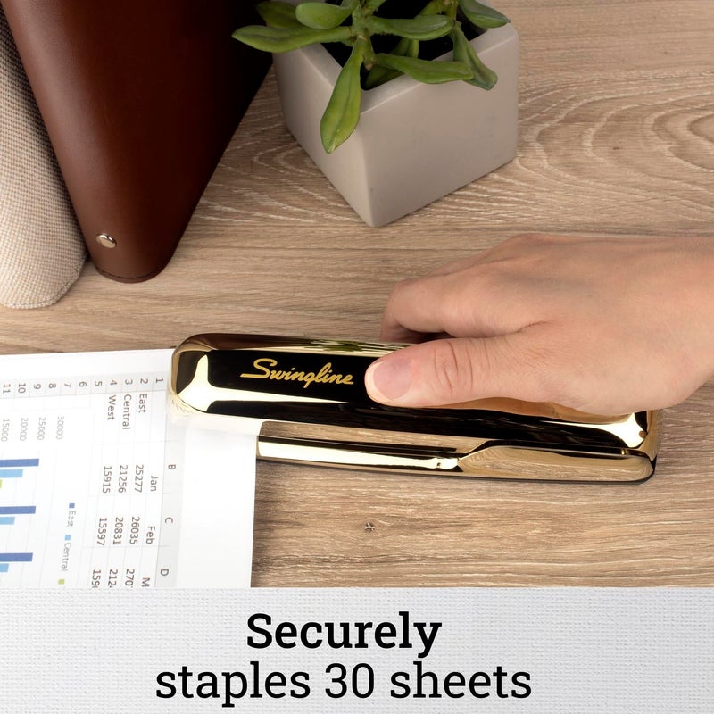 Swingline Stapler  30 Sheet Capacity  747 Business Stapler  Jam Free  Metal  Gold Chrome (74721) - Image 2